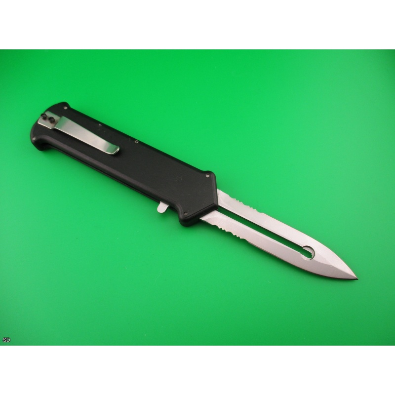 Taiwanese OTF "Joker" 8 1/2 inch black automatic switchblade knife
