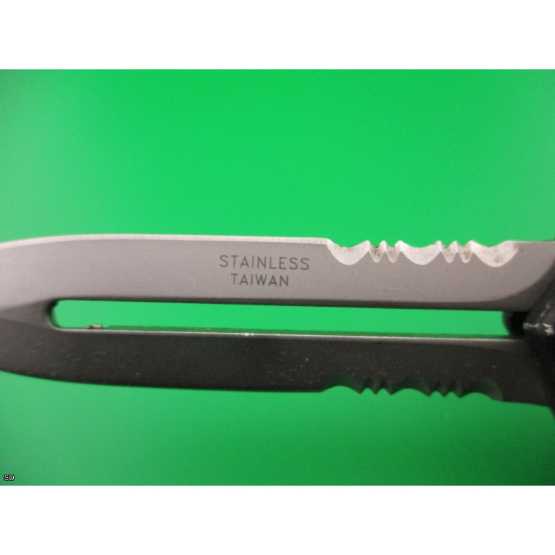 Taiwanese OTF "Joker" 8 1/2 inch black automatic switchblade knife
