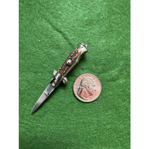 Vintage Italian Miniature Picklock Knife Stag Scales
