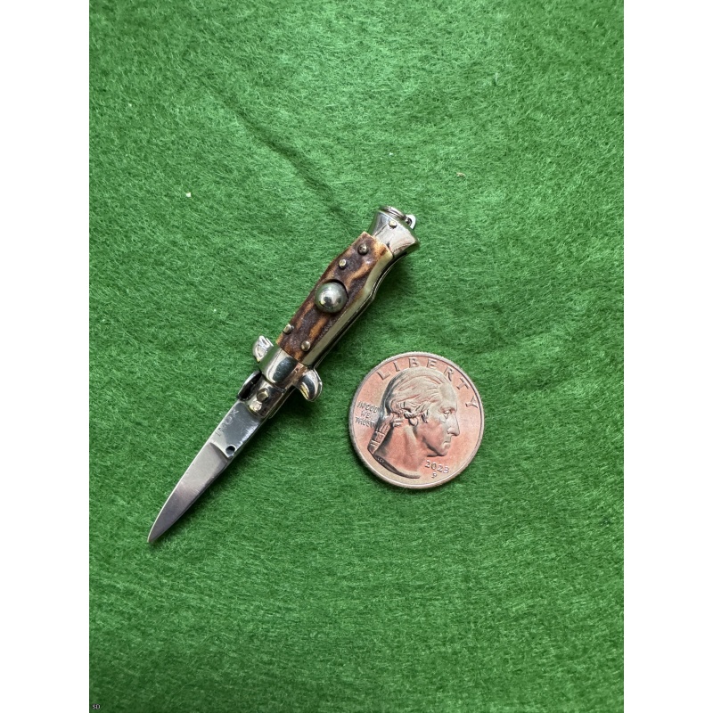 Vintage Italian Miniature Picklock Knife Stag Scales