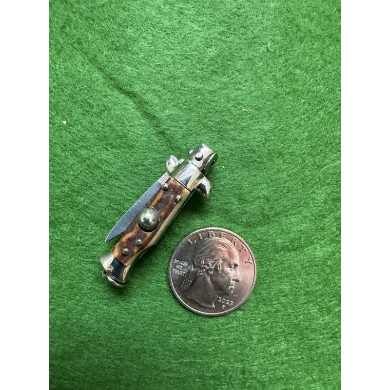 Vintage Italian Miniature Picklock Knife Stag Scales